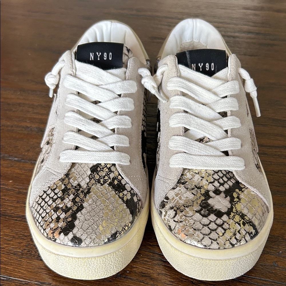 Steve Madden Beige and Snake Print Sneakers